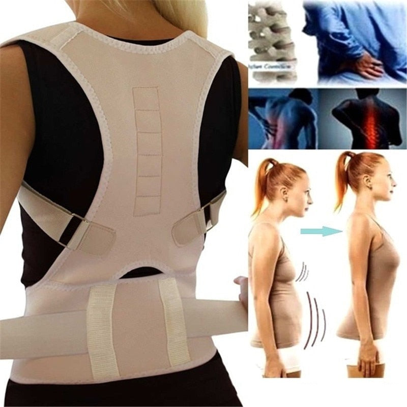Magnetic Posture Corrector Brace for Upper Back & Shoulder Pain Relief, Adjustable Support Belt with Therapy Magnets for Men & Women | Thomler