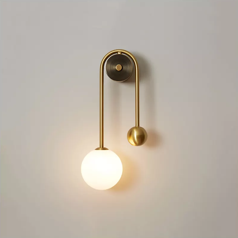 Glass Shade Wall Sconce Light with Brass-Finish Metal Frame for Hallway, Bedroom, Living Room & Bathroom Lighting | Thomler