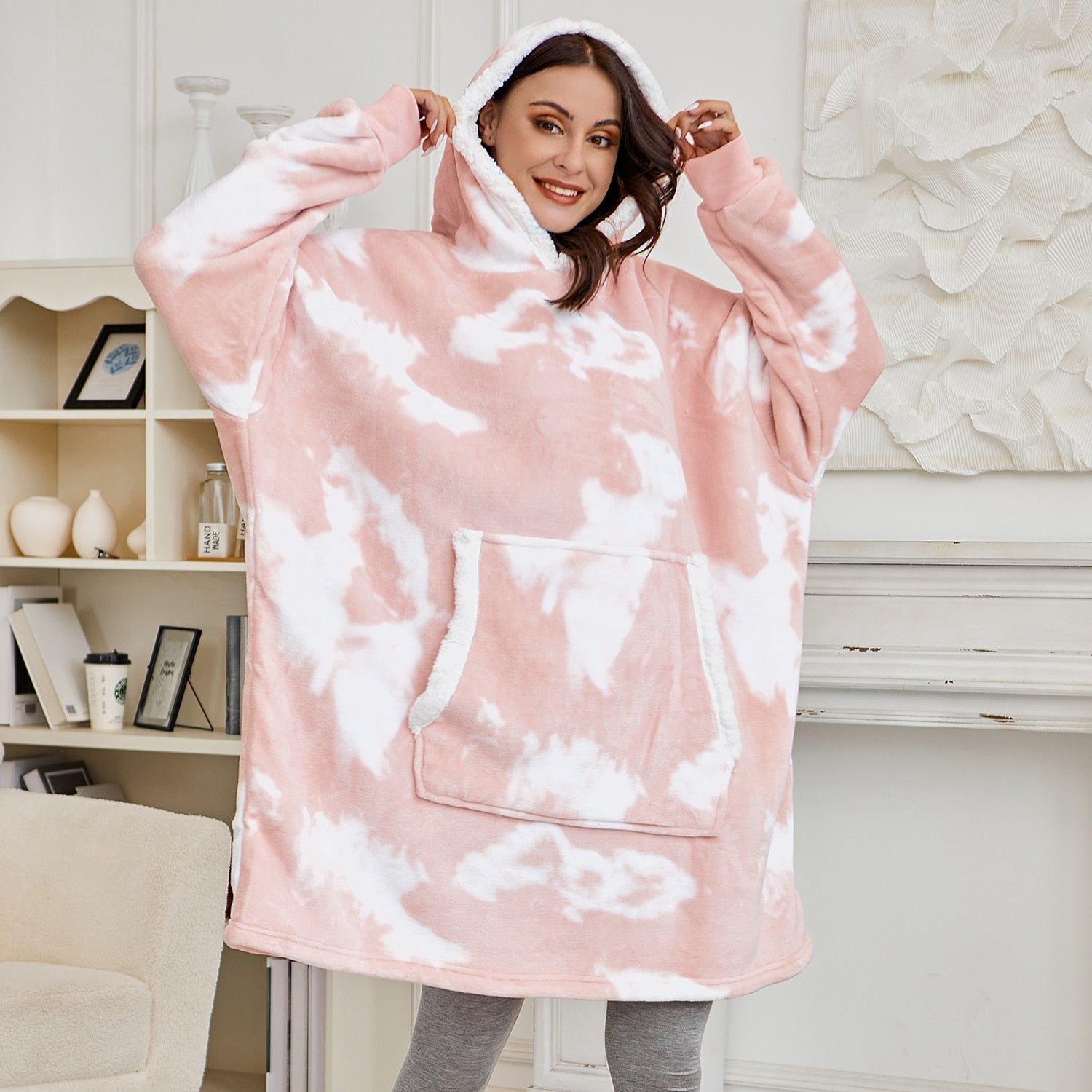 Oversized Wearable Blanket Hoodie with Pocket – Soft Fleece Throw for Couch & Bed – One Size Adults & Teens | Thomler