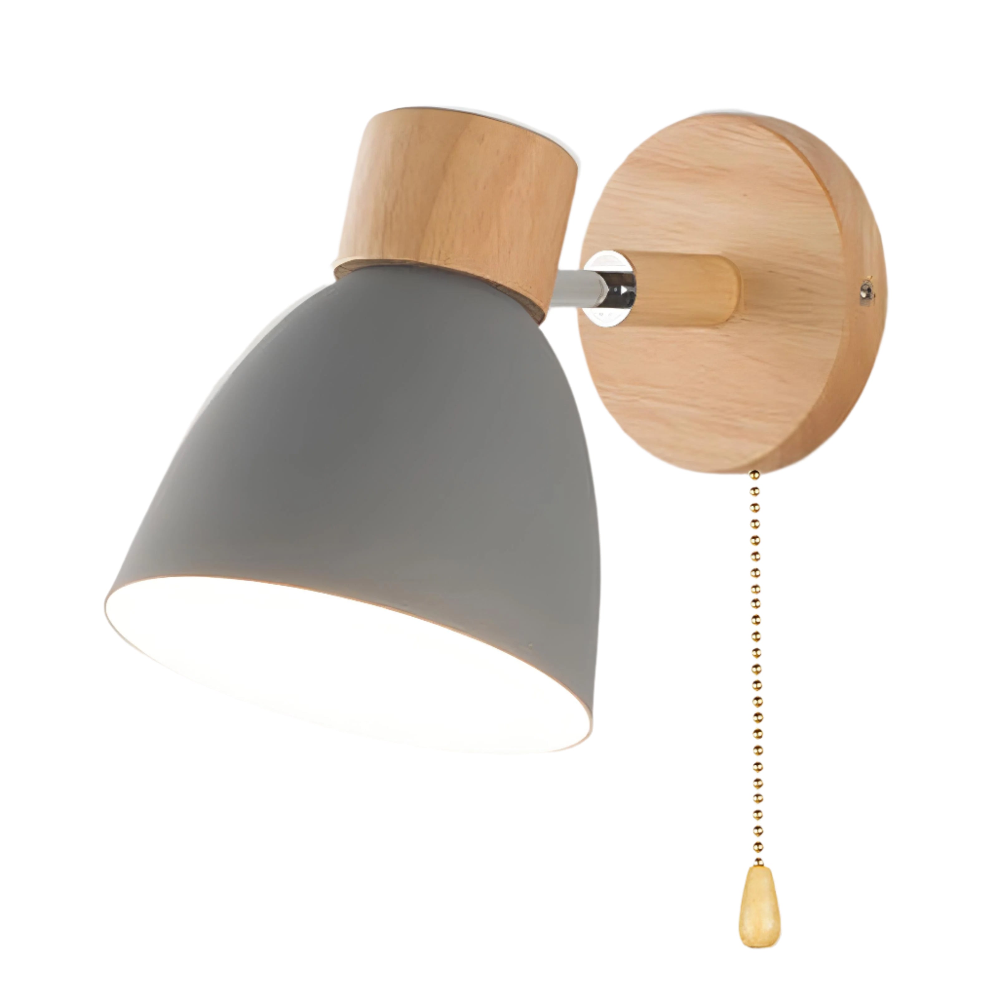 Wood and Metal Wall Sconce with Pull Chain Switch for Bedroom Living Room Hallway | Modern Farmhouse Wall Light Fixture E27 Socket | Thomler