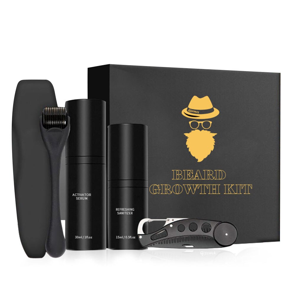Facial Hair Growth System with Derma Roller & Natural Serum for Fuller Beard Development | Thomler