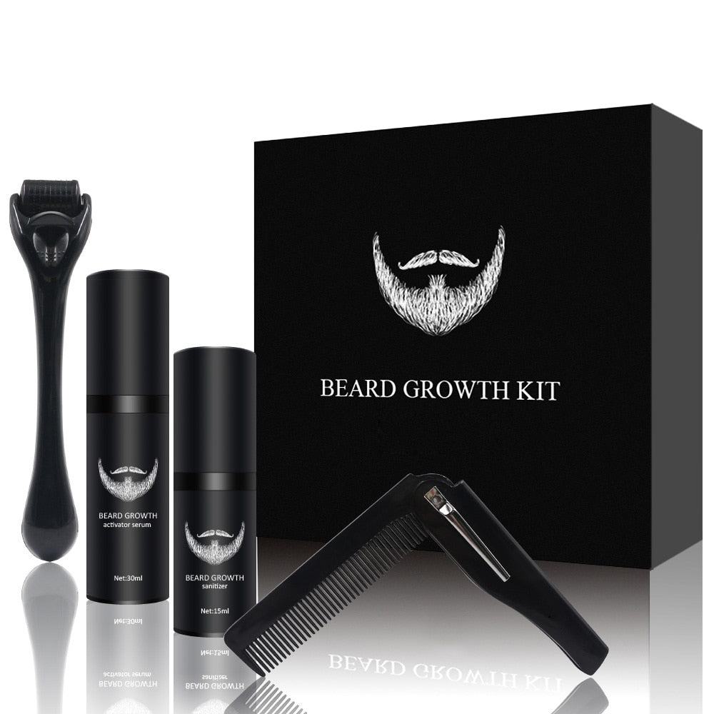 Facial Hair Growth System with Derma Roller & Natural Serum for Fuller Beard Development | Thomler