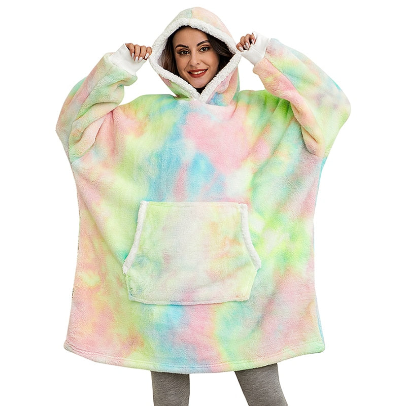 Oversized Wearable Blanket Hoodie with Pocket – Soft Fleece Throw for Couch & Bed – One Size Adults & Teens | Thomler