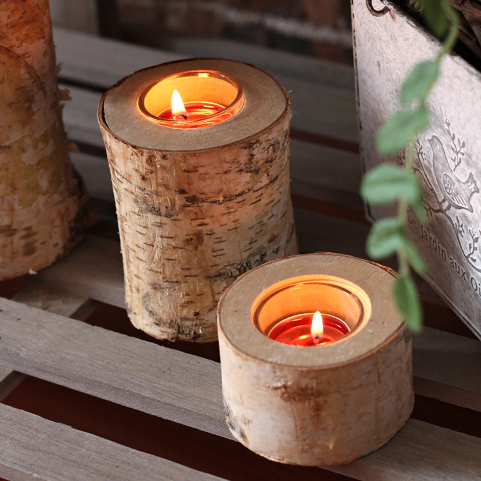 Candle Holder Birch Wood 2–8 in Rustic Centerpiece Living Room Decorative Accent | Thomler