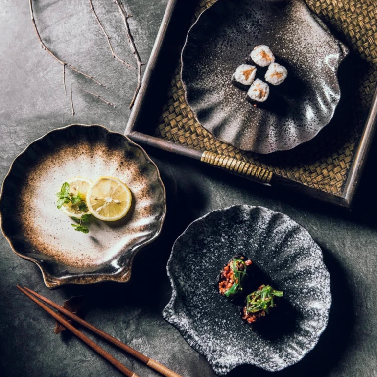 Dinner Plate Ceramic 8 in Coastal Dining Shell Design Elegant Tableware | Thomler