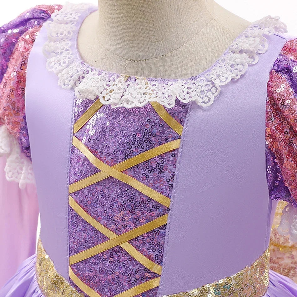Girls Party Dress with Appliqués and Voluminous Long Sleeves for Special Occasions | Thomler