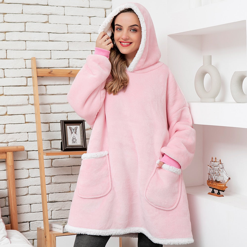 Oversized Wearable Blanket Hoodie with Pocket – Soft Fleece Throw for Couch & Bed – One Size Adults & Teens | Thomler