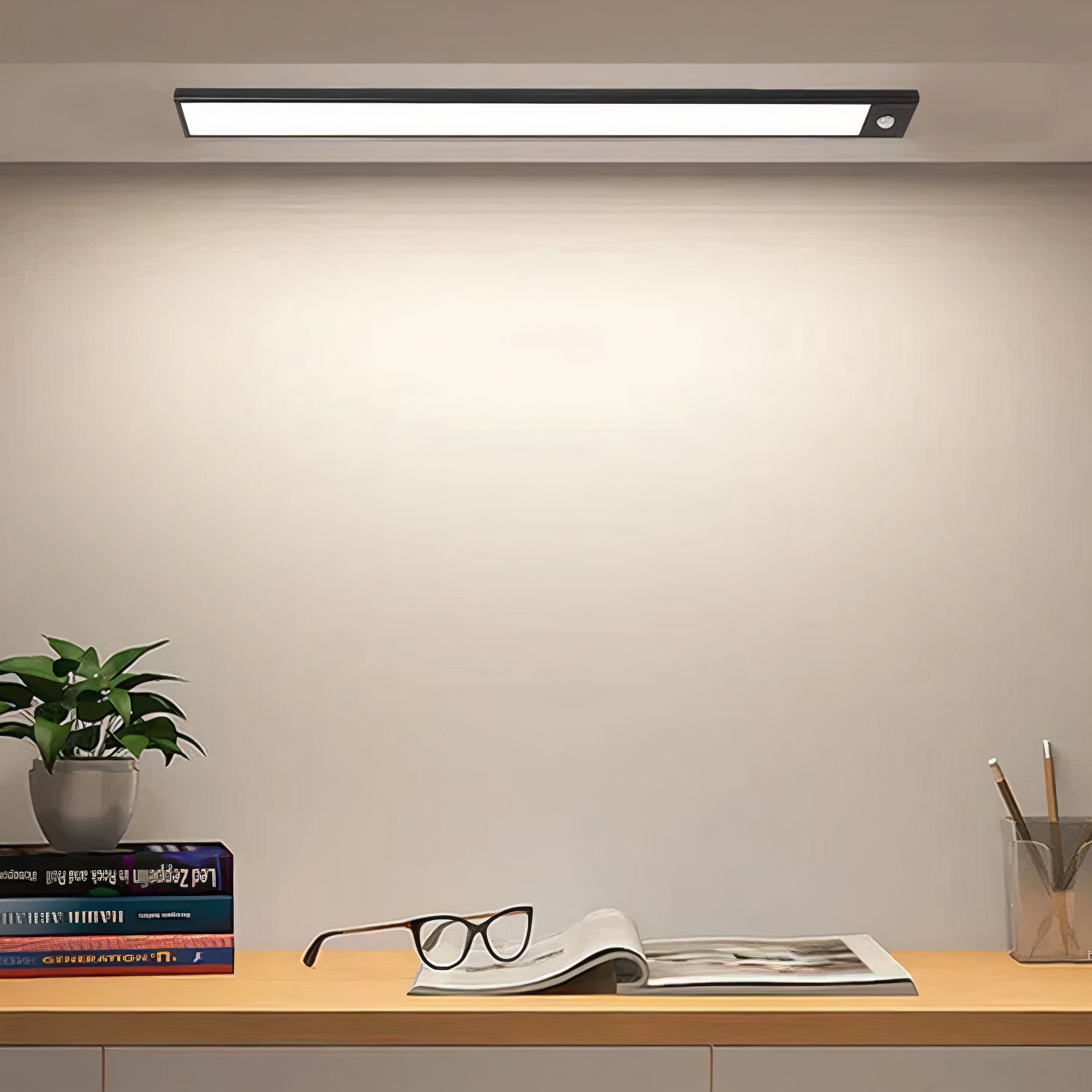 Rechargeable Motion Sensor LED Under Cabinet Light – Wireless Magnetic Slim Bar with Adjustable Brightness & Color Temperature for | Thomler