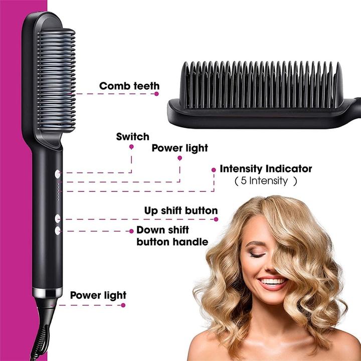 Heated Straightening Brush Comb for Silky Smooth Hair Styling with Ionic Technology 5 Heat Settings for All Hair Types Quick Salon Results | Thomler