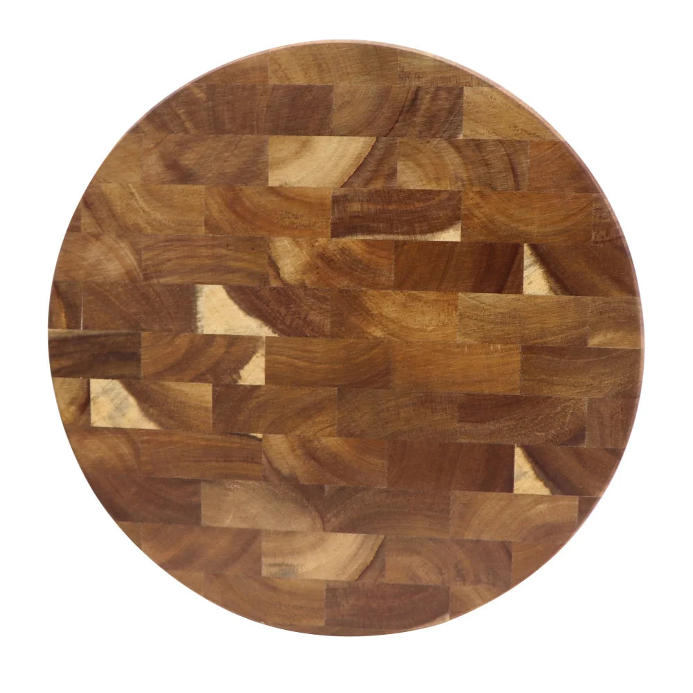 Round Acacia Cutting Board 12 Inch End-Grain Wood Butcher Block for Cheese, Meat & Chopping | Thomler