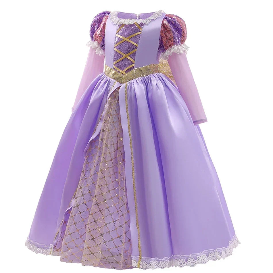 Girls Party Dress with Appliqués and Voluminous Long Sleeves for Special Occasions | Thomler
