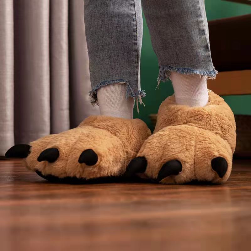 Plush Animal Paw Slippers – Soft Fluffy Claw House Shoes for Women & Men, Cozy Indoor Footwear with Cotton Lining | Thomler
