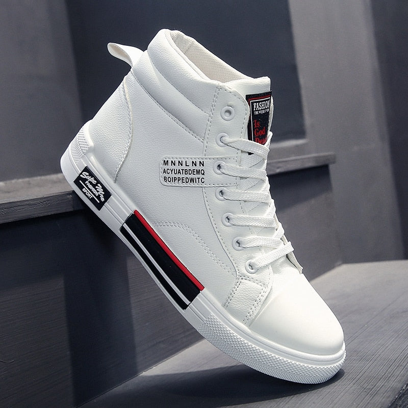 Men's High-Top Lace-Up Sneakers | Textured Canvas Fashion Boots for Fall & Winter Casual Everyday Wear | Thomler