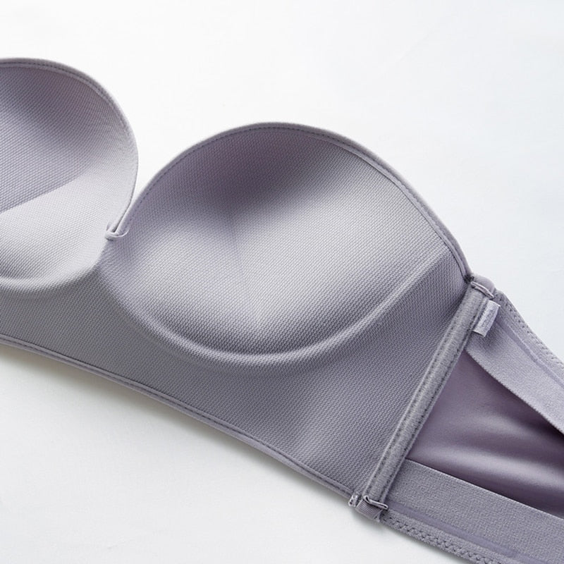 Strapless Bra with Silicone Grip – Seamless Wireless Push-Up for Off-Shoulder Tops, Backless Dresses, Everyday Comfort & Wedding Wear | Thomler