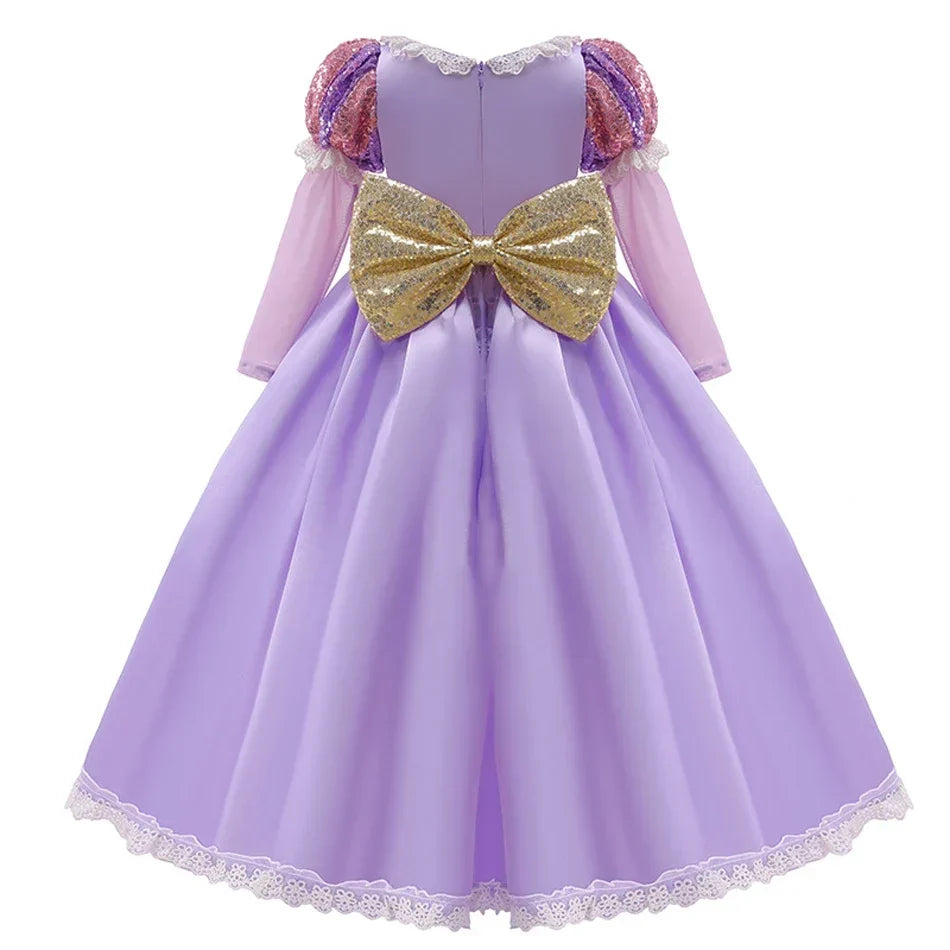 Girls Party Dress with Appliqués and Voluminous Long Sleeves for Special Occasions | Thomler