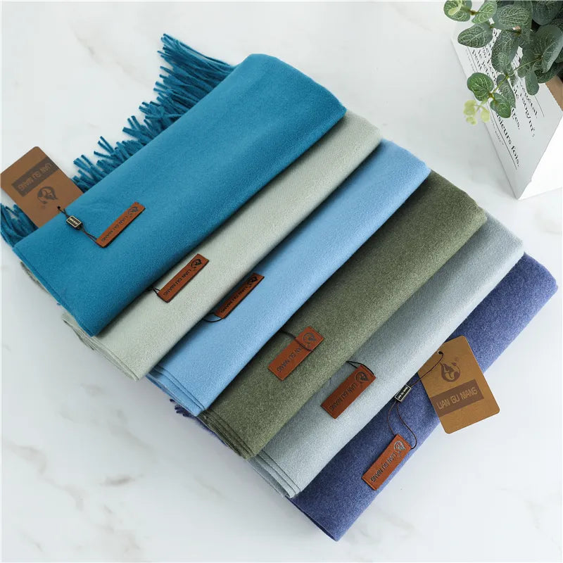 Premium Cashmere Winter Scarf for Women – Soft Oversized Shawl Wrap with Fringe, 10 Colors | Thomler