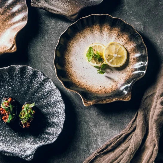 Dinner Plate Ceramic 8 in Coastal Dining Shell Design Elegant Tableware | Thomler