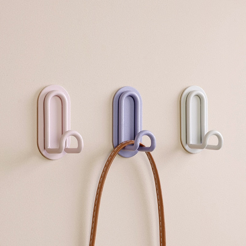 Wall Hook Metal 7.0 cm Pink Self Adhesive Bathroom Kitchen Double Coat Towel Key Holder No Drill Storage Organiser | Thomler