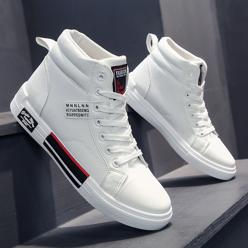 Men's High-Top Lace-Up Sneakers | Textured Canvas Fashion Boots for Fall & Winter Casual Everyday Wear | Thomler