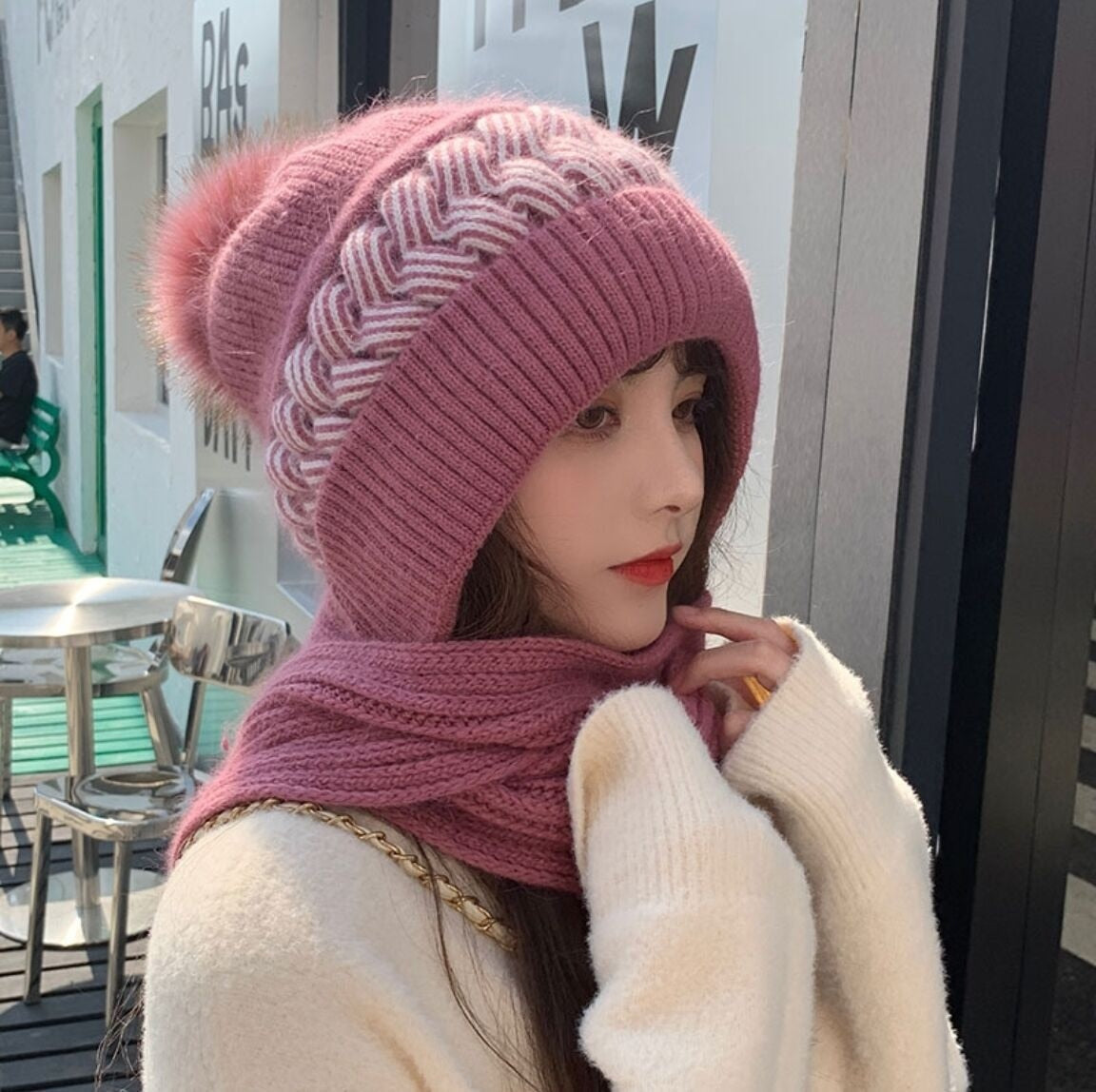 Hooded Scarf Winter Wrap with Attached Beanie for Women | Knit Cowl Hood Combo | Cozy Head & Neck Warmth | Soft Rayon Blend | Versatile | Thomler