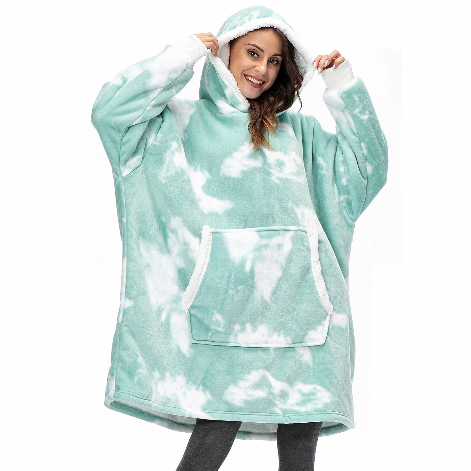 Oversized Wearable Blanket Hoodie with Pocket – Soft Fleece Throw for Couch & Bed – One Size Adults & Teens | Thomler