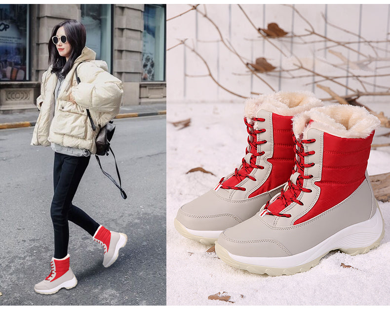 Plush-Lined Winter Boots for Women – Cozy Mid-Calf Snow Boots with PU Leather Upper & Non-Slip Sole for Cold Weather & Daily Wear | Thomler