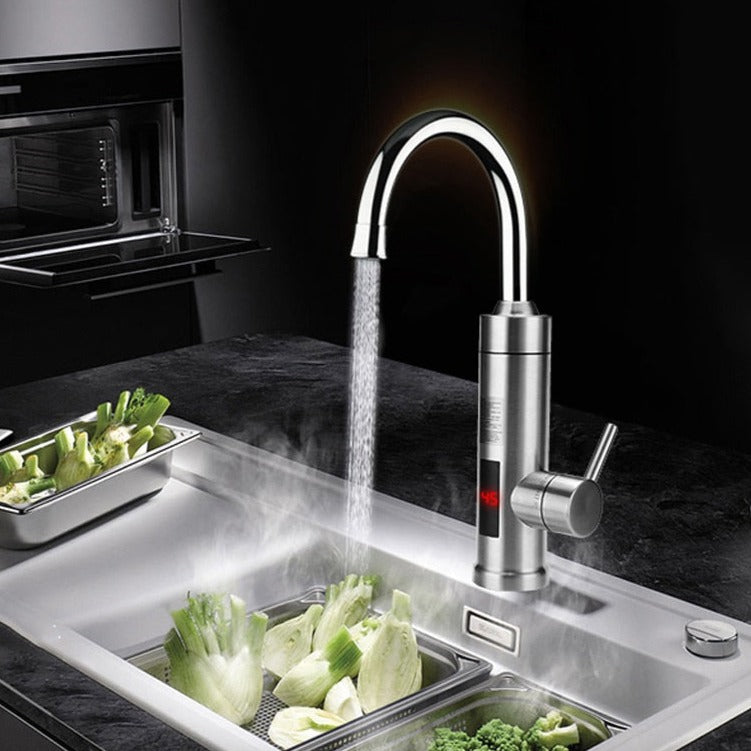 Instant Hot Water Faucet with Digital Temperature Display – Touchless Sensor Kitchen Tap, 3000W Electric Water Heater, Stainless Steel | Thomler