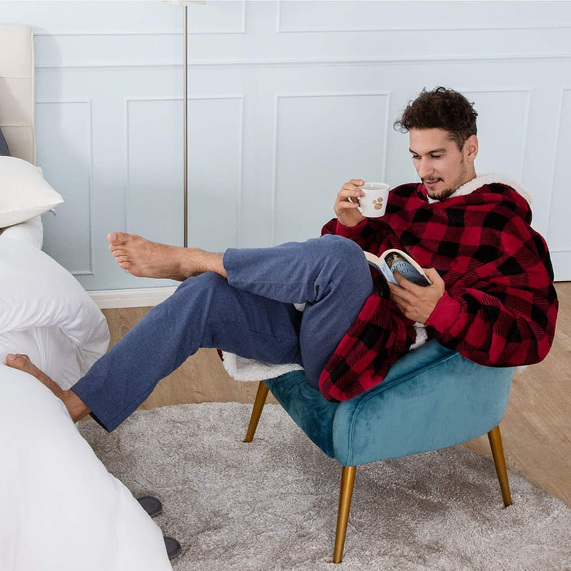 Oversized Wearable Blanket Hoodie with Pocket – Soft Fleece Throw for Couch & Bed – One Size Adults & Teens | Thomler