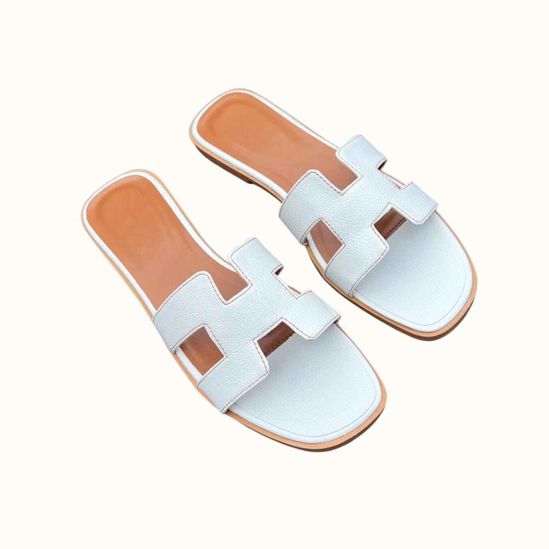 Women's Slip-On Sandals Flat Synthetic Leather Slide Slippers White Black Brown Pink Gold for Summer Beach Casual Everyday | Thomler