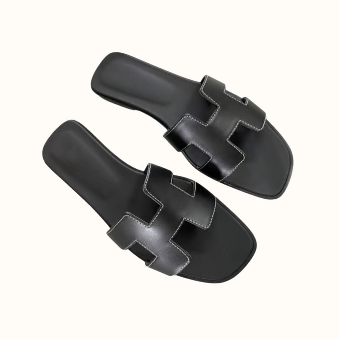 Women's Slip-On Sandals Flat Synthetic Leather Slide Slippers White Black Brown Pink Gold for Summer Beach Casual Everyday | Thomler