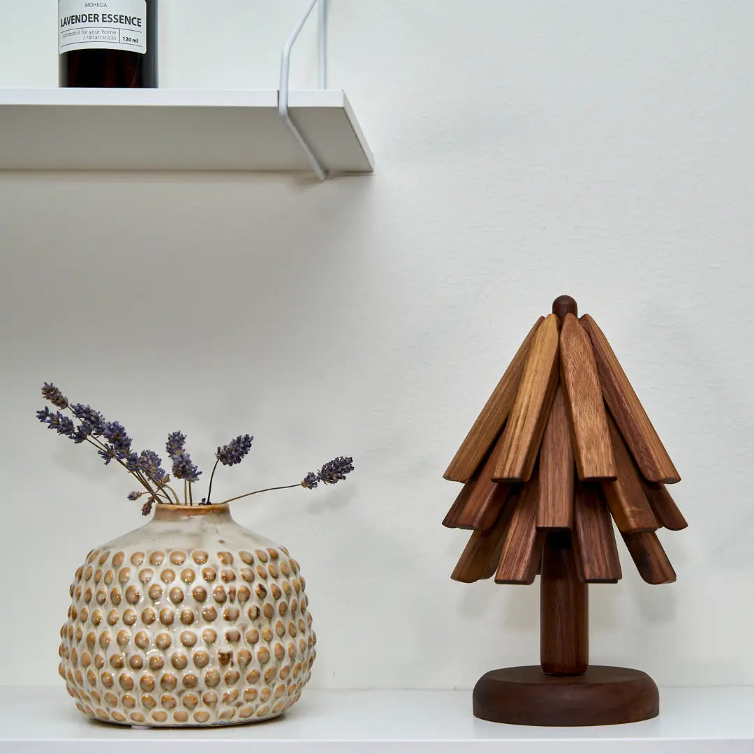 Trivet Stand Solid Wood Tree Shaped Countertop Pan Protection Kitchen Coaster Holder Scandinavian Natural Heat Resistant Organiser | Thomler