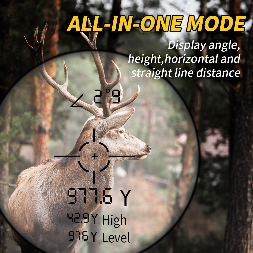 Laser Distance Meter for Outdoor Sports – 1094 Yard Precision Optic with 7 Measurement Modes, Rechargeable Battery & Angle Compensation | Thomler