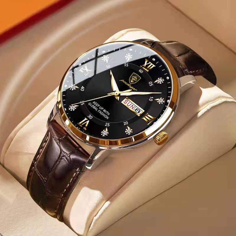 Quartz Dress Watch for Men — Stainless Steel Analog with Night Glow & Water Resistance | Thomler