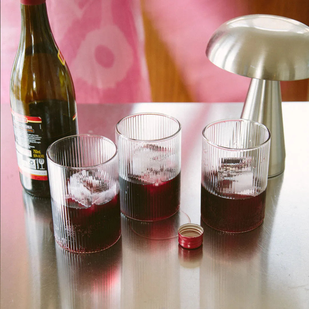 Drinking Glass Ribbed Glass 400 ml 14.1 fl oz Transparent Table Setting Water Juice Cocktail Tumbler | Thomler