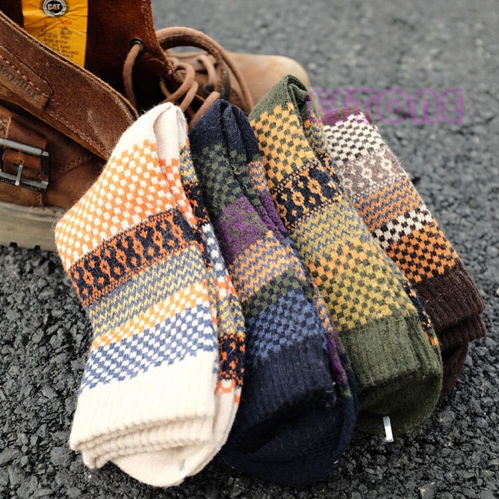 Heritage Knit Crew Socks 4-Pack – Multicolor Jacquard Fall Patterns for Women & Men | Thomler