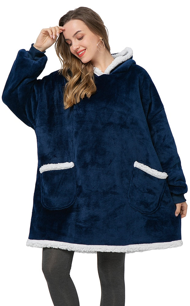 Oversized Wearable Blanket Hoodie with Pocket – Soft Fleece Throw for Couch & Bed – One Size Adults & Teens | Thomler