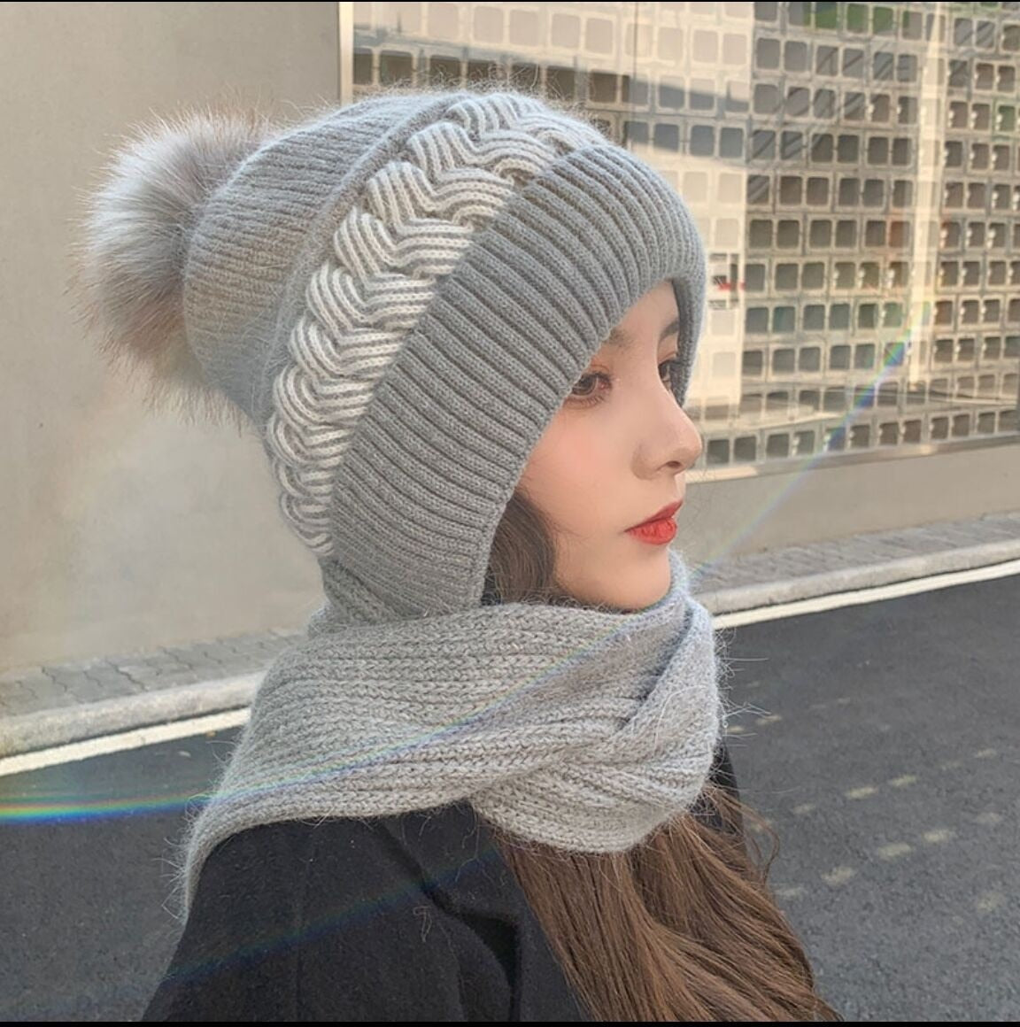 Hooded Scarf Winter Wrap with Attached Beanie for Women | Knit Cowl Hood Combo | Cozy Head & Neck Warmth | Soft Rayon Blend | Versatile | Thomler