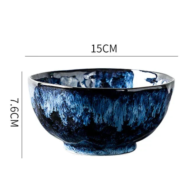 Dinnerware Set Ceramic 10-Piece 10 in Blue Starry Night Dining Tableware for Everyday Meals and Entertaining | Thomler