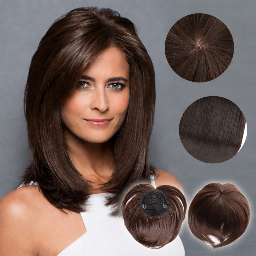 Clip-In Hair Topper for Volume and Coverage | Lightweight Synthetic Fiber Extension with Secure Clips for Thinning Hair or Crown Enhancement | Thomler