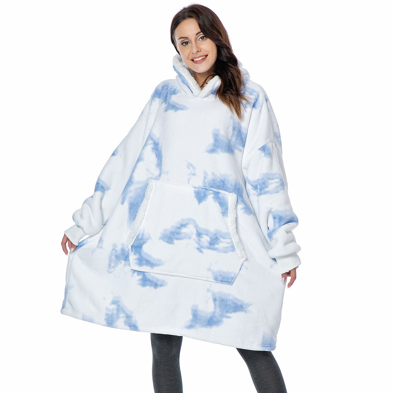 Oversized Wearable Blanket Hoodie with Pocket – Soft Fleece Throw for Couch & Bed – One Size Adults & Teens | Thomler