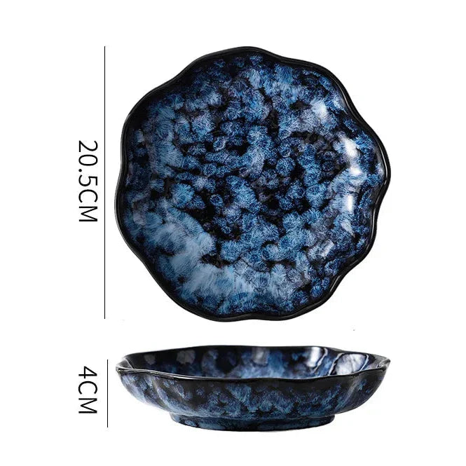 Dinnerware Set Ceramic 10-Piece 10 in Blue Starry Night Dining Tableware for Everyday Meals and Entertaining | Thomler