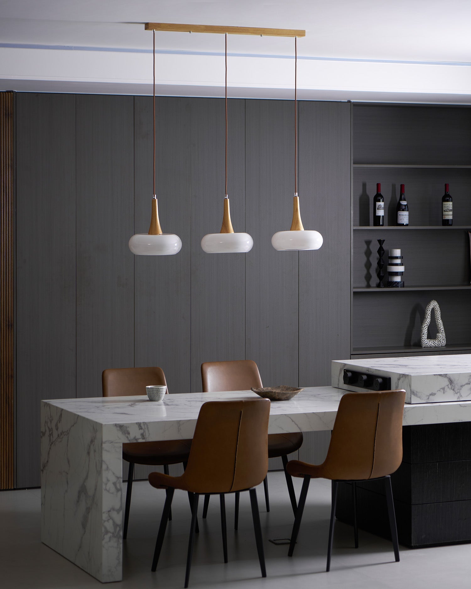Pendant Lamp Metal Glass Wood 11 in Indoor Kitchen Dining Room Hanging Light Fixture Modern Lighting Options | Thomler
