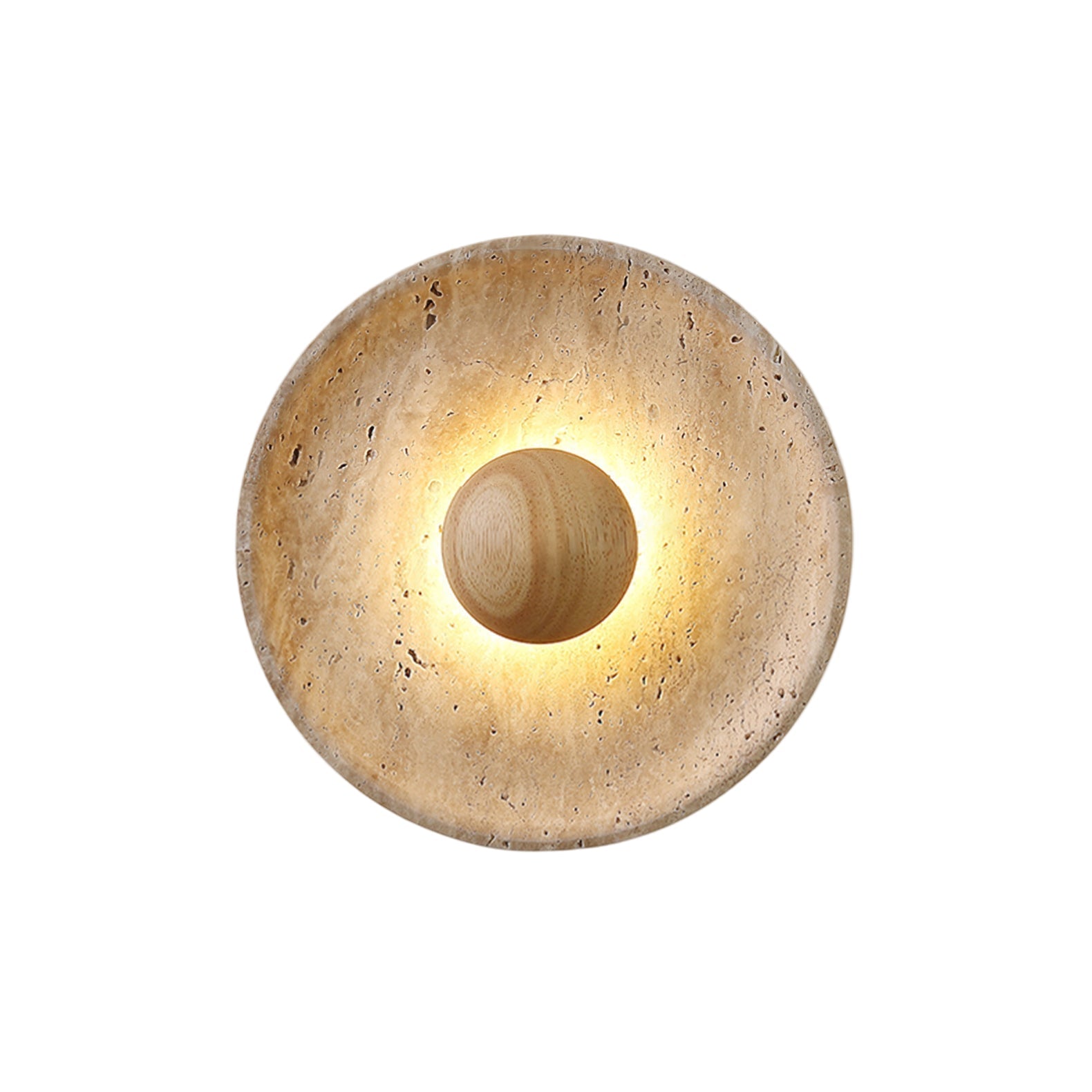 Wall Lamp Travertine Stone Wood 25.0 cm Warm Light Living Room Bedroom Hallway Accent Lighting Modern Minimalist Home Decor | Thomler
