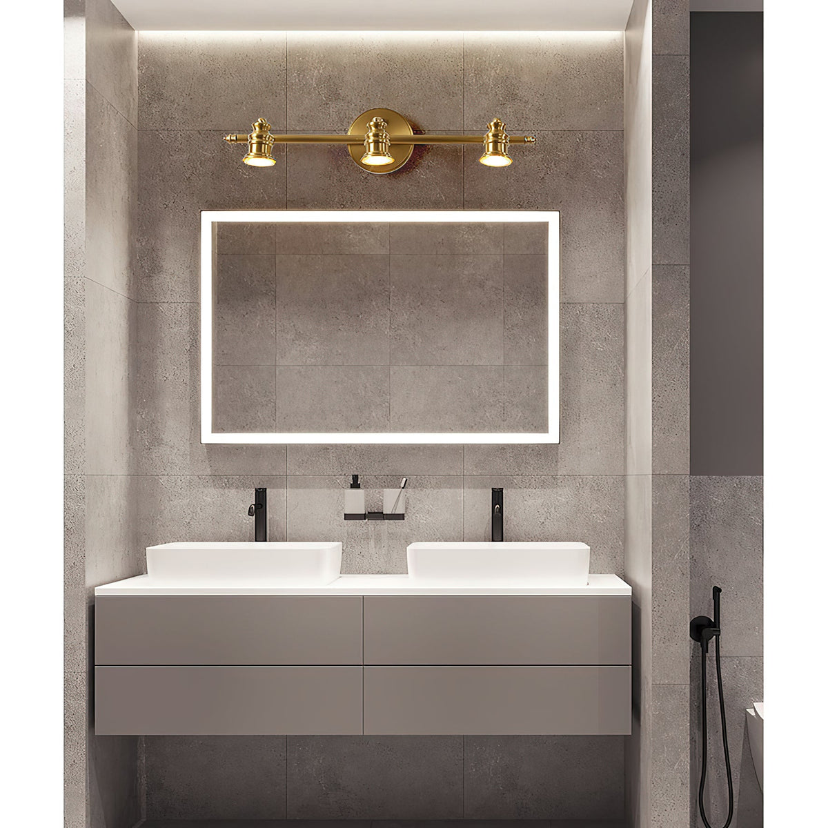 Adjustable Brass Track Wall Light – Multi-Spot Indoor Sconce for Picture Gallery, Kitchen Counter & Bath | Thomler