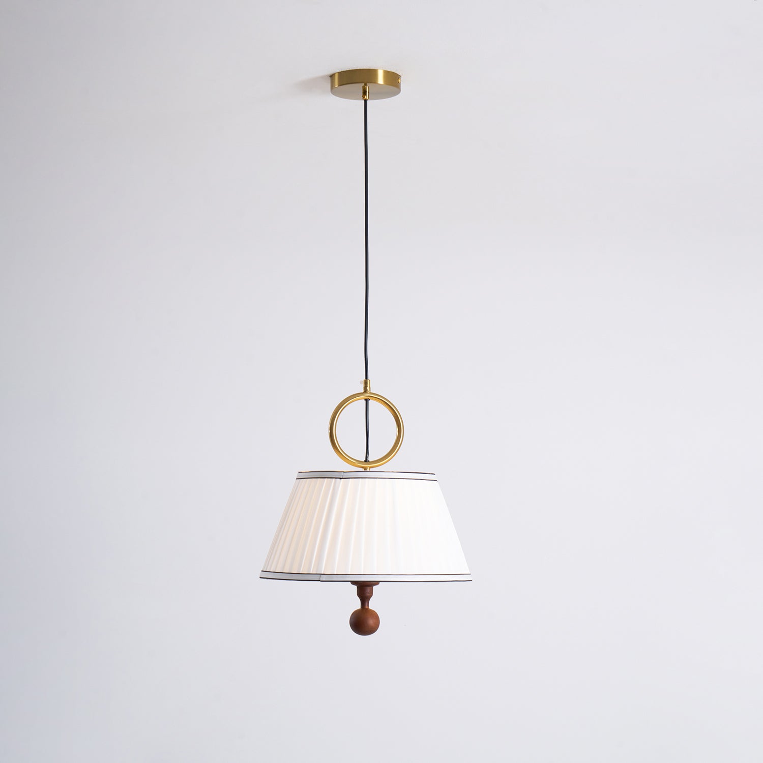 Pendant Light Wood And Cloth 13.8 in Diameter 16.9 in Height Adjustable Modern Dining Living Room Lighting | Thomler