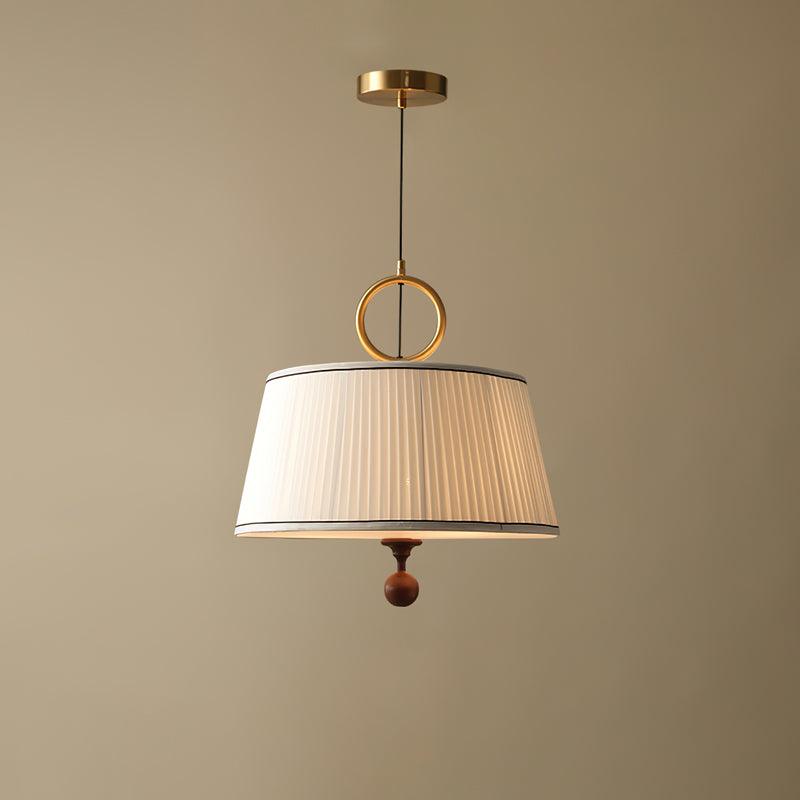 Pendant Light Wood And Cloth 13.8 in Diameter 16.9 in Height Adjustable Modern Dining Living Room Lighting | Thomler