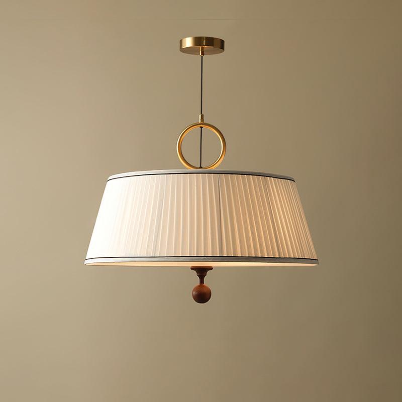 Pendant Light Wood And Cloth 13.8 in Diameter 16.9 in Height Adjustable Modern Dining Living Room Lighting | Thomler
