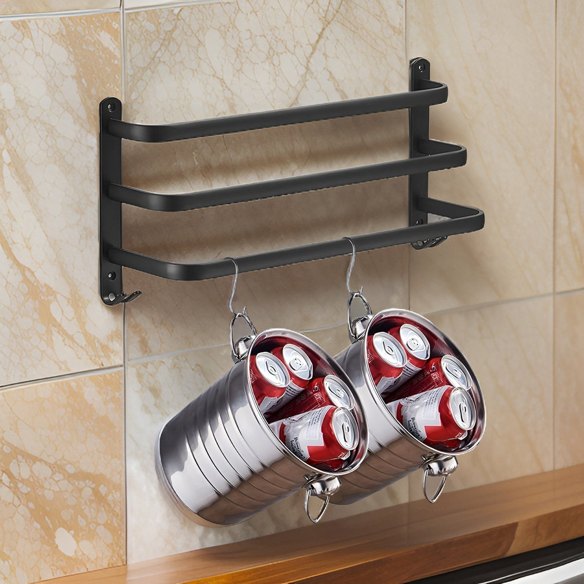 Wall-Mount Towel Bar Rack for Bathroom – Space-Saving Multi-Bar Aluminum Holder for Bath Towels & Hand Towels | Thomler