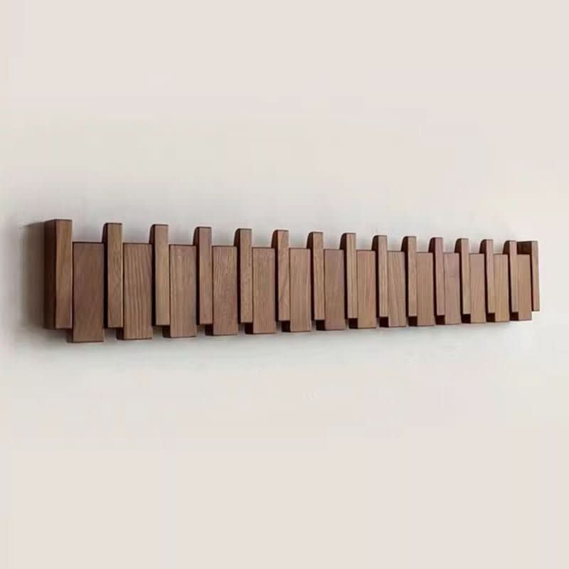 Coat Rack Wooden Piano Style 23.6 in Wall Mounted Natural Home Entryway Organizer | Thomler