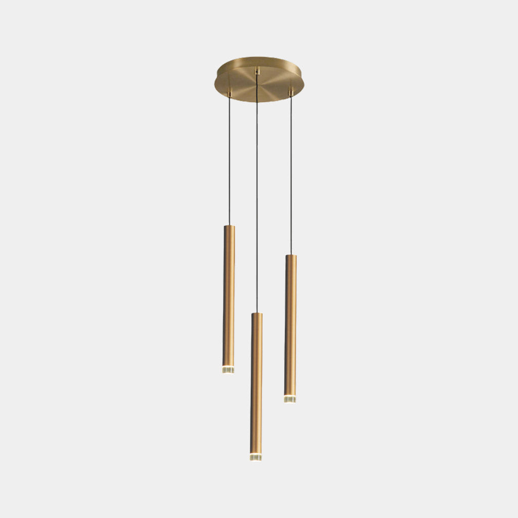 Pendant Light Aluminum Tube 17.7 in Gold Modern Living Room Dining Kitchen Island Hanging LED Fixture Adjustable | Thomler
